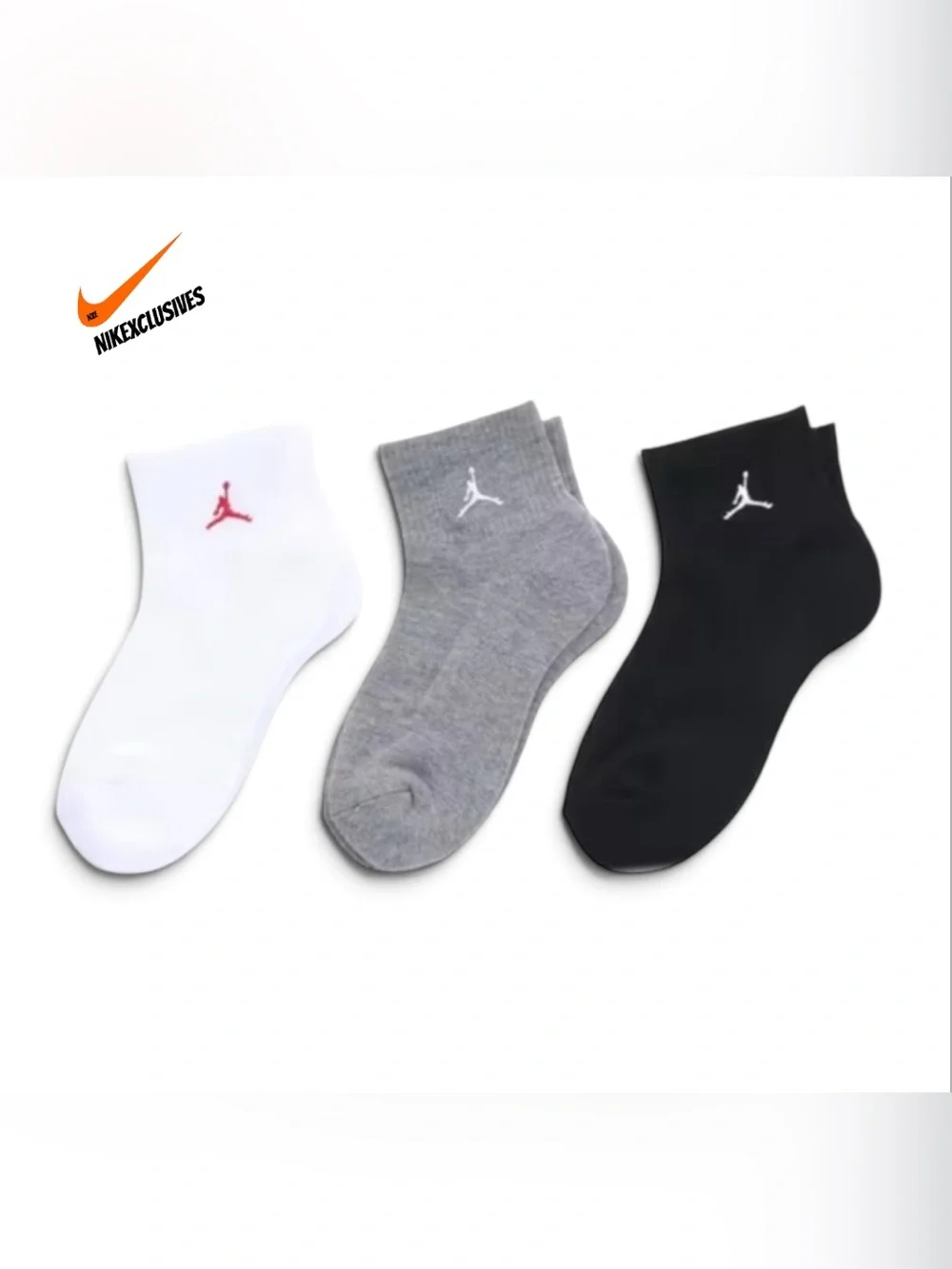 Jordan Men's Black, Gray & White Athletic Ankle Socks - 3-Pack